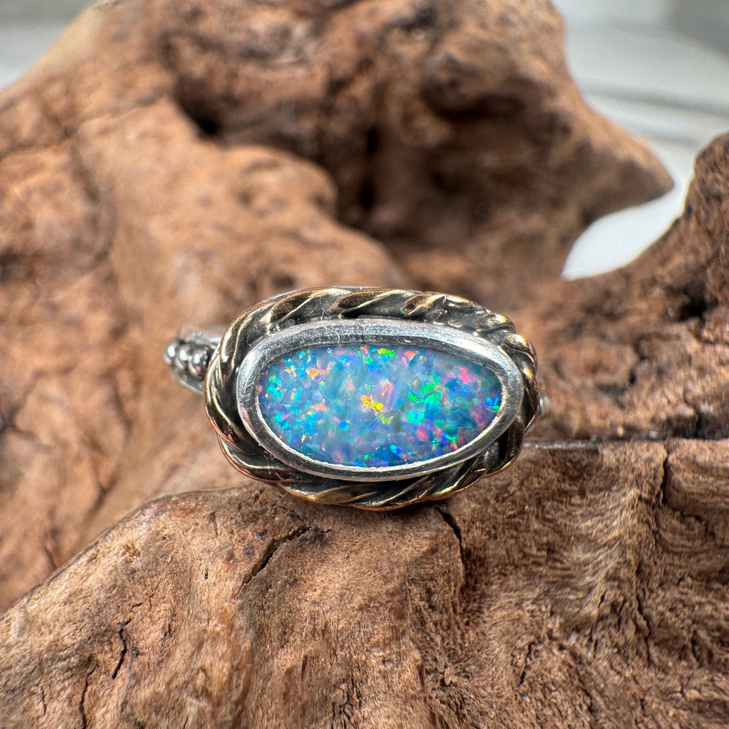 Relic of the Tides Fossil Shell Opal Ring