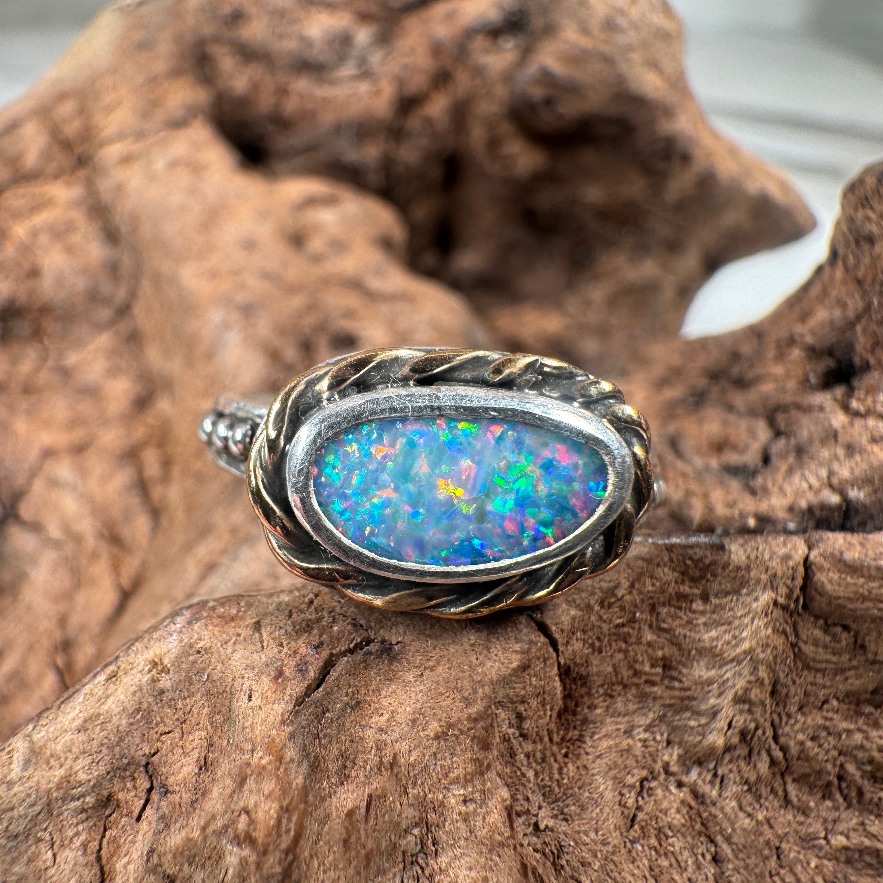 Relic of the Tides Fossil Shell Opal Ring