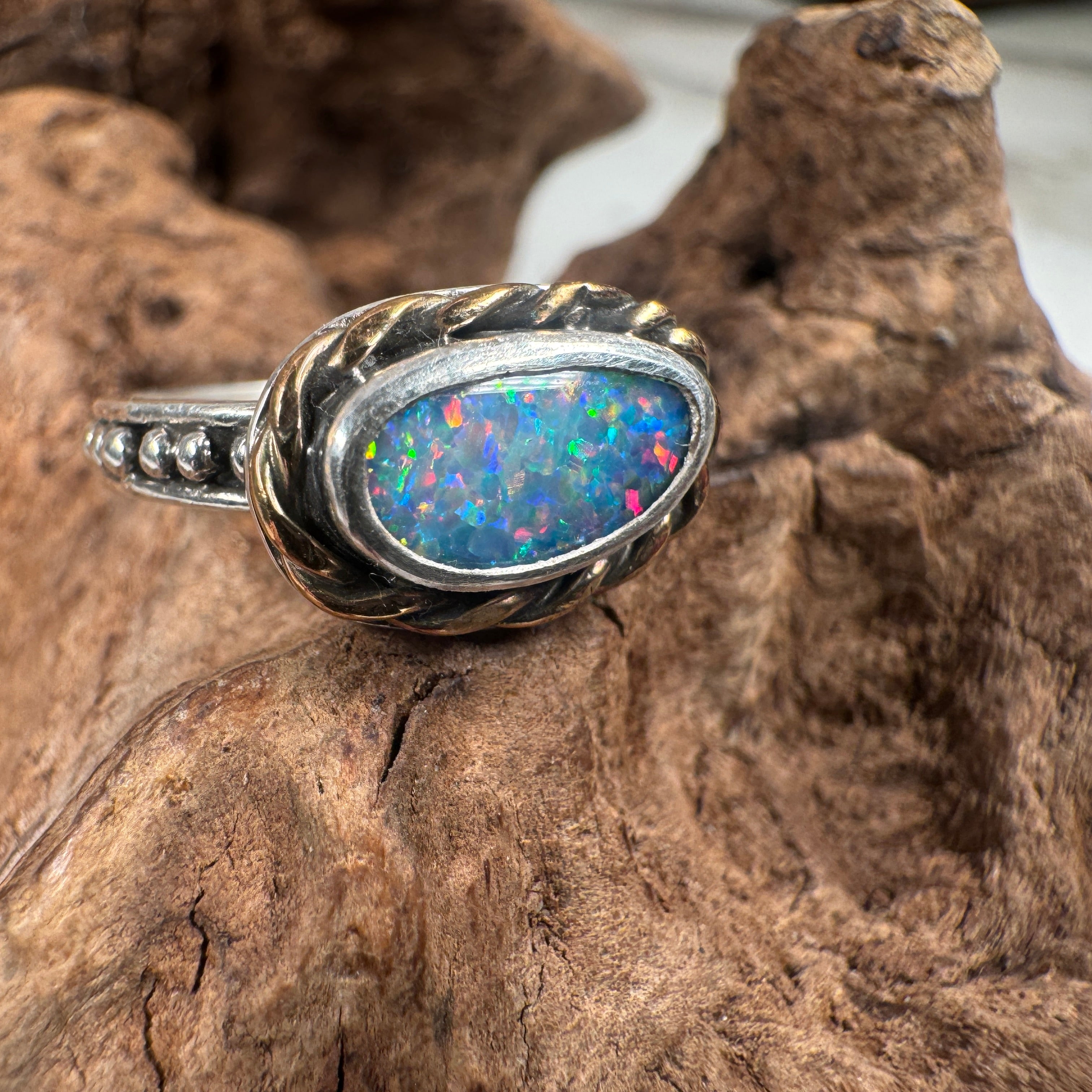 Relic of the Tides Fossil Shell Opal Ring