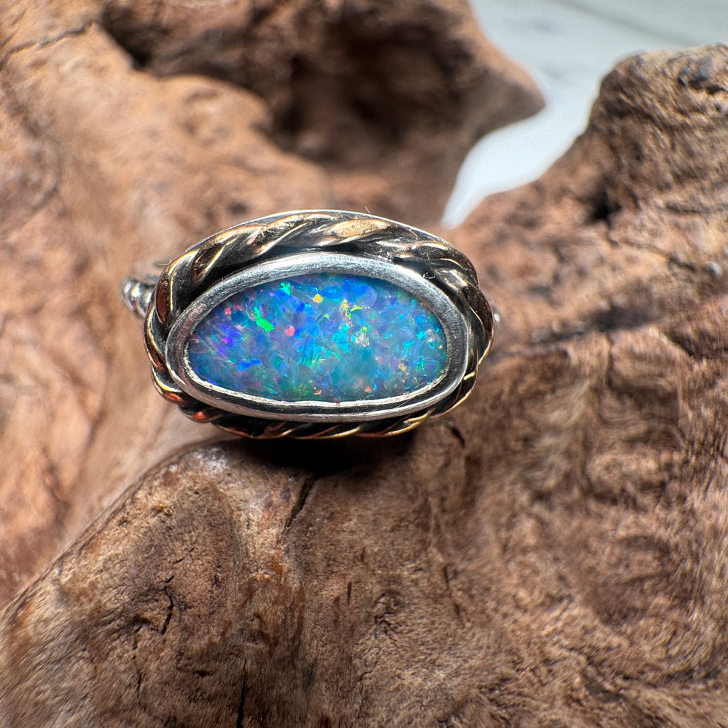 Relic of the Tides Fossil Shell Opal Ring
