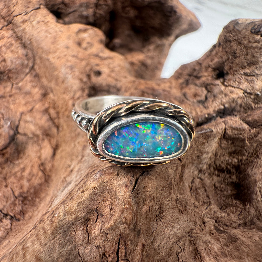 Relic of the Tides Fossil Shell Opal Ring