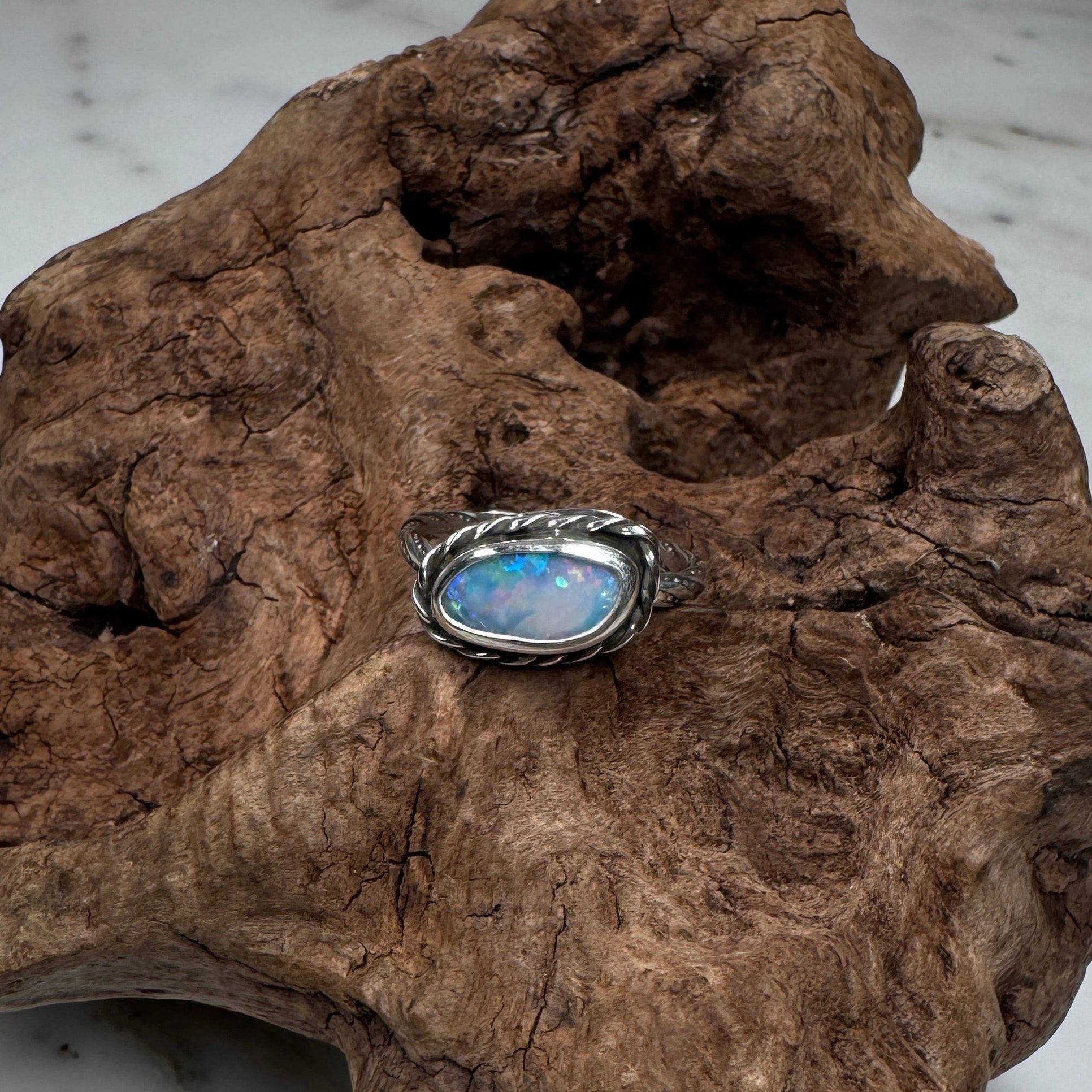 Relic of the Tides Fossil Shell Opal Ring