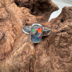 Spectral Tide Relic Ring – Australian Boulder Opal in Sterling Silver