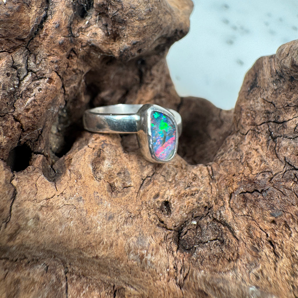 Crimson Tide Relic Australian Boulder Opal Ring