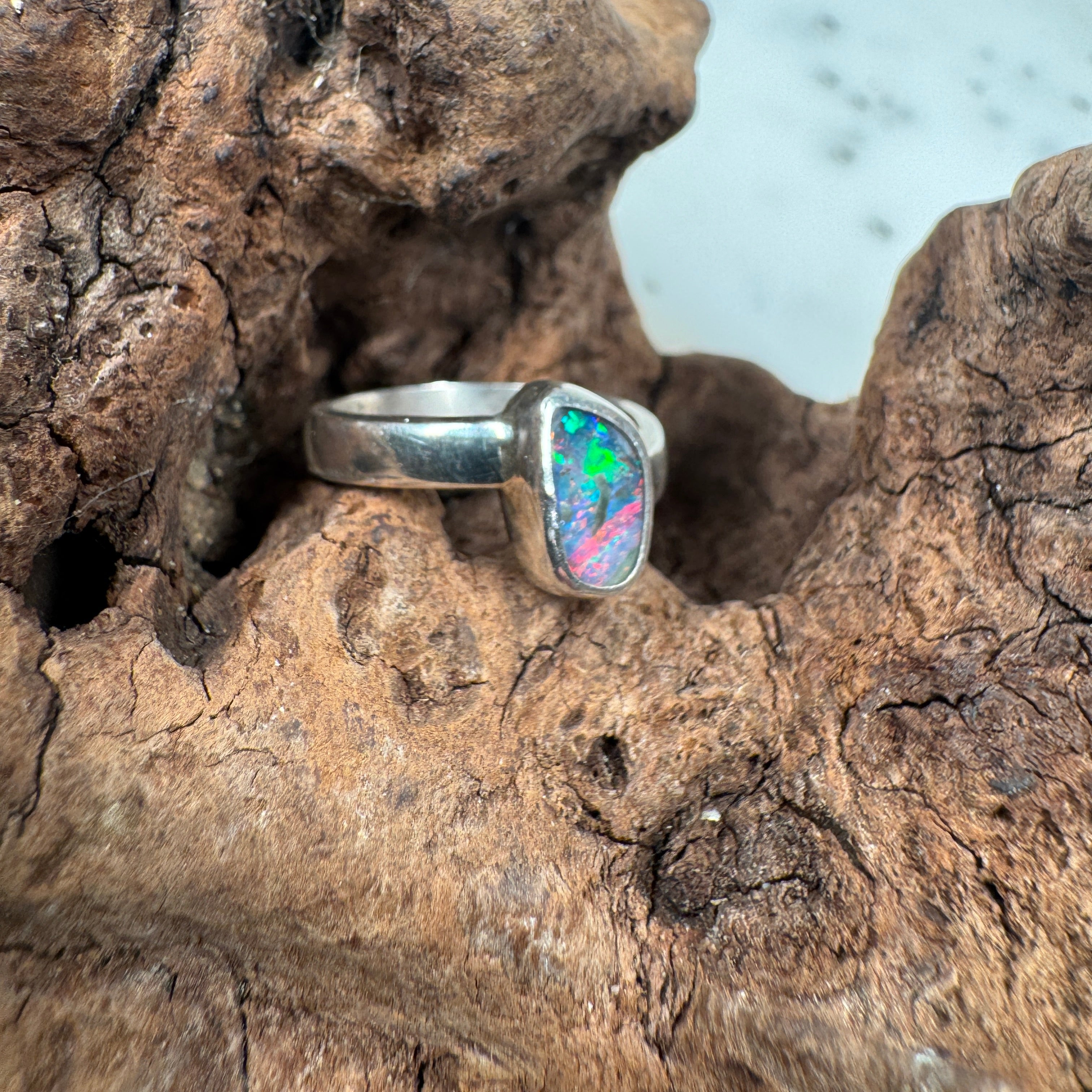 Crimson Tide Relic Australian Boulder Opal Ring