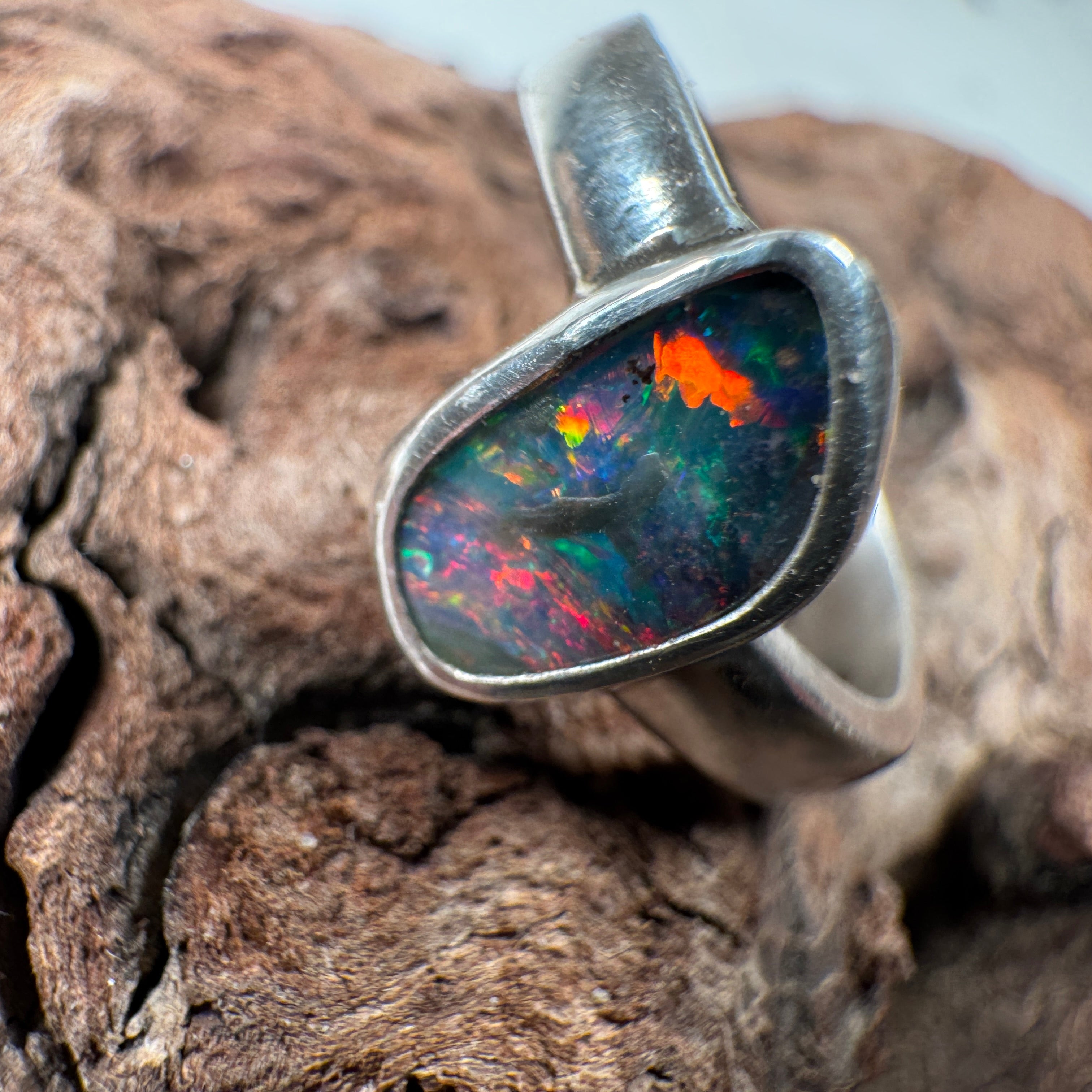 Crimson Tide Relic Australian Boulder Opal Ring