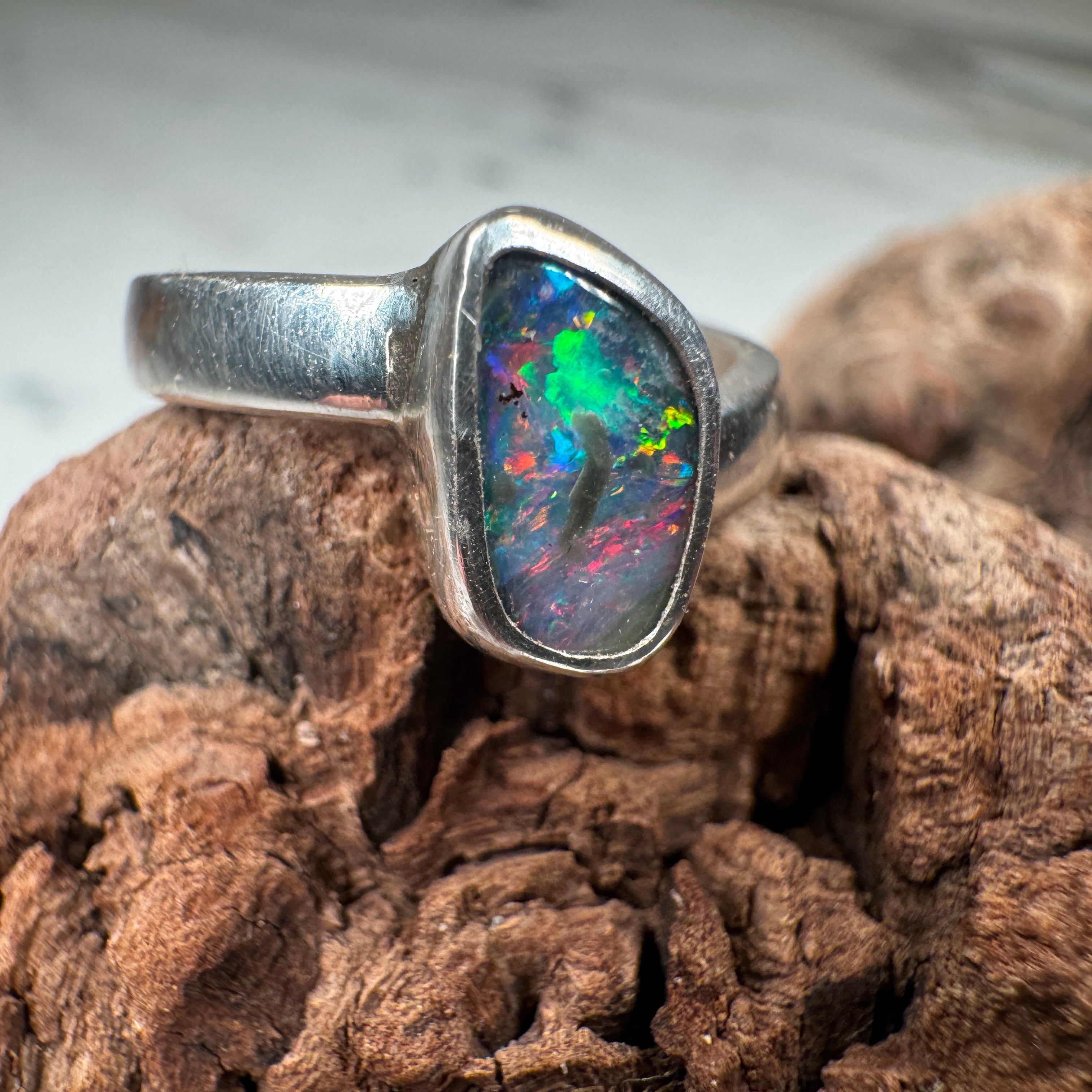 Crimson Tide Relic Australian Boulder Opal Ring