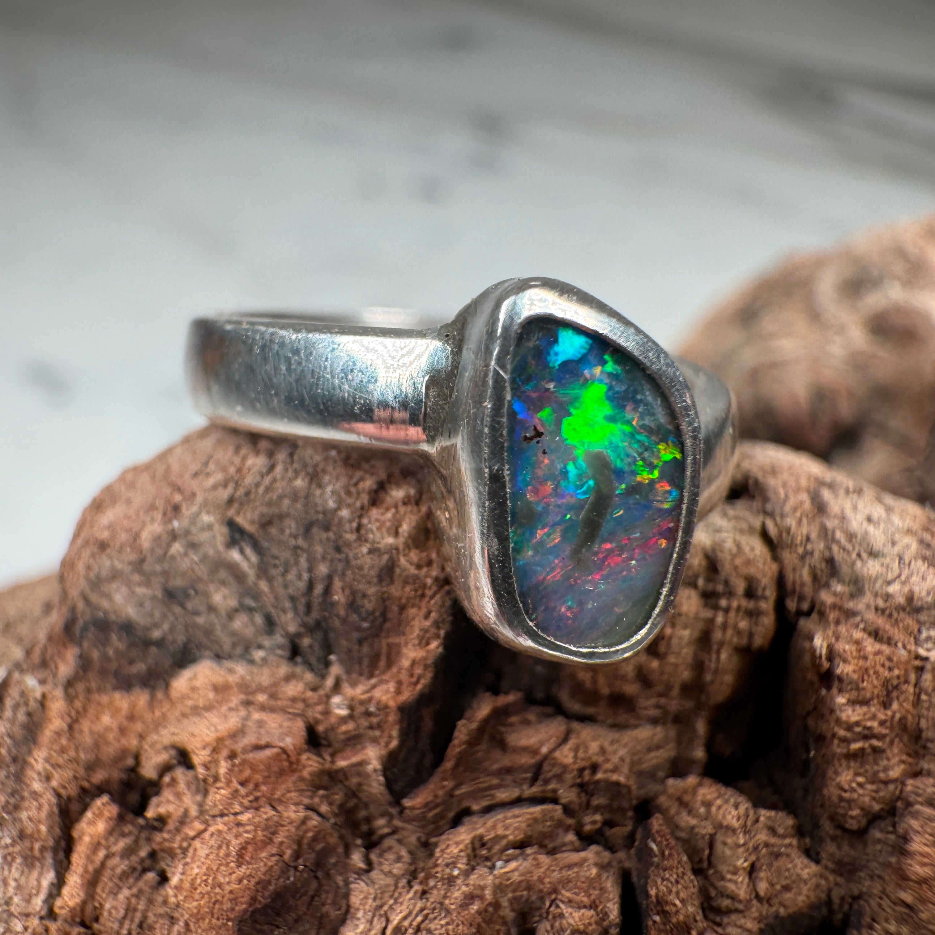 Crimson Tide Relic Australian Boulder Opal Ring