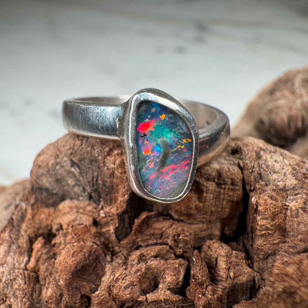 Crimson Tide Relic Australian Boulder Opal Ring