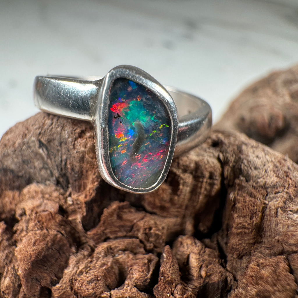 Crimson Tide Relic Australian Boulder Opal Ring
