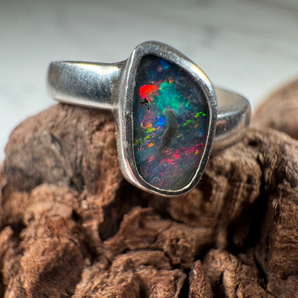 Crimson Tide Relic Australian Boulder Opal Ring
