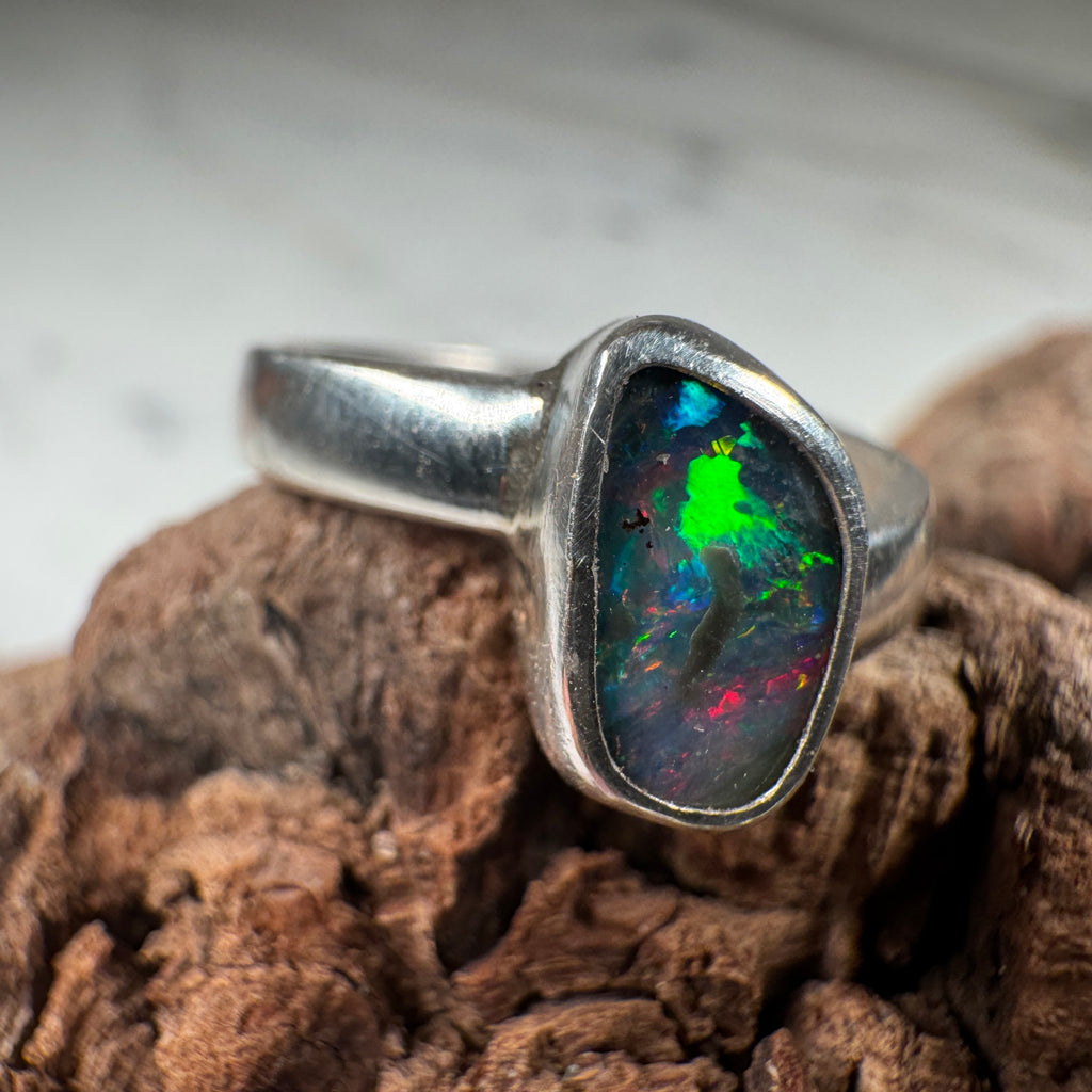 Crimson Tide Relic Australian Boulder Opal Ring