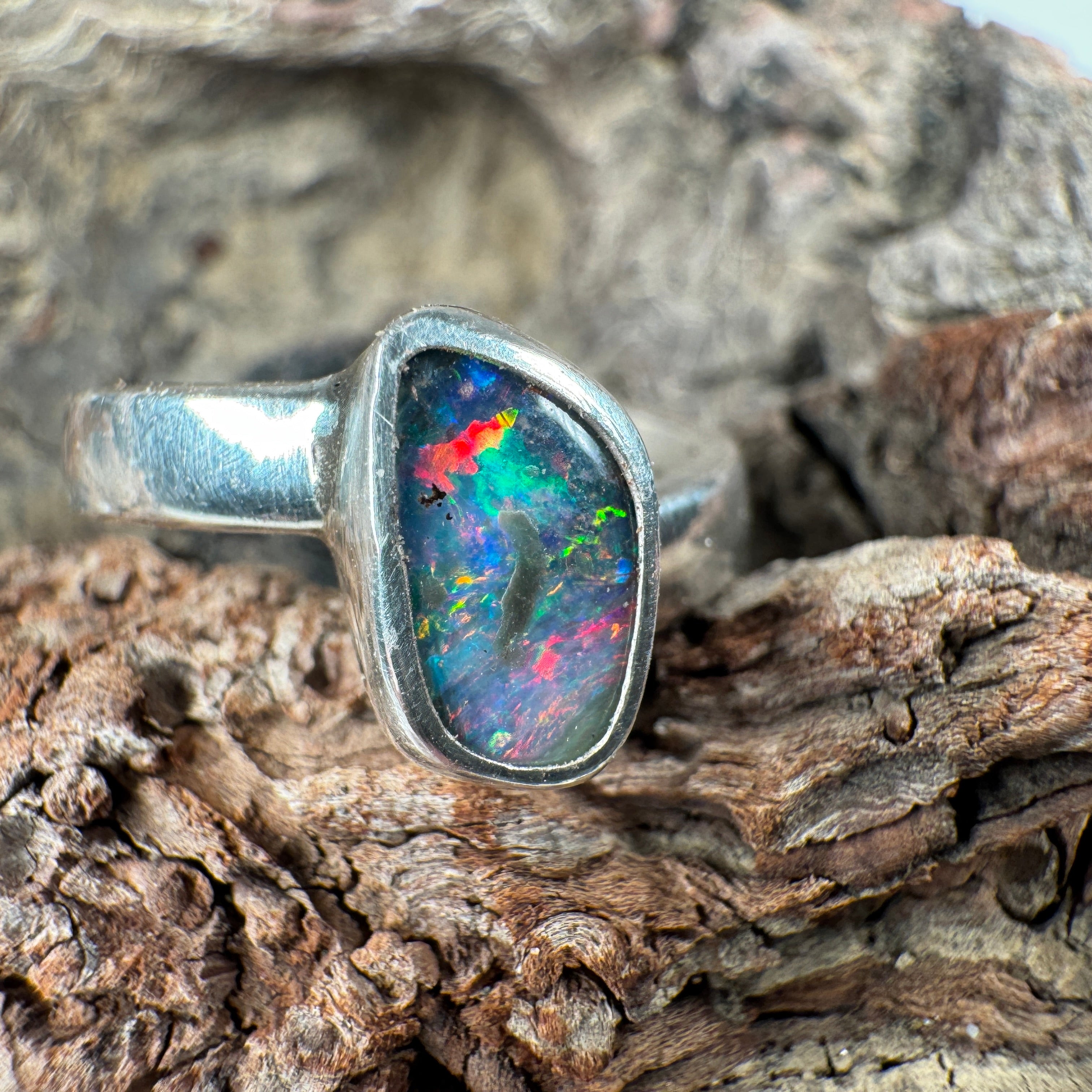 Crimson Tide Relic Australian Boulder Opal Ring
