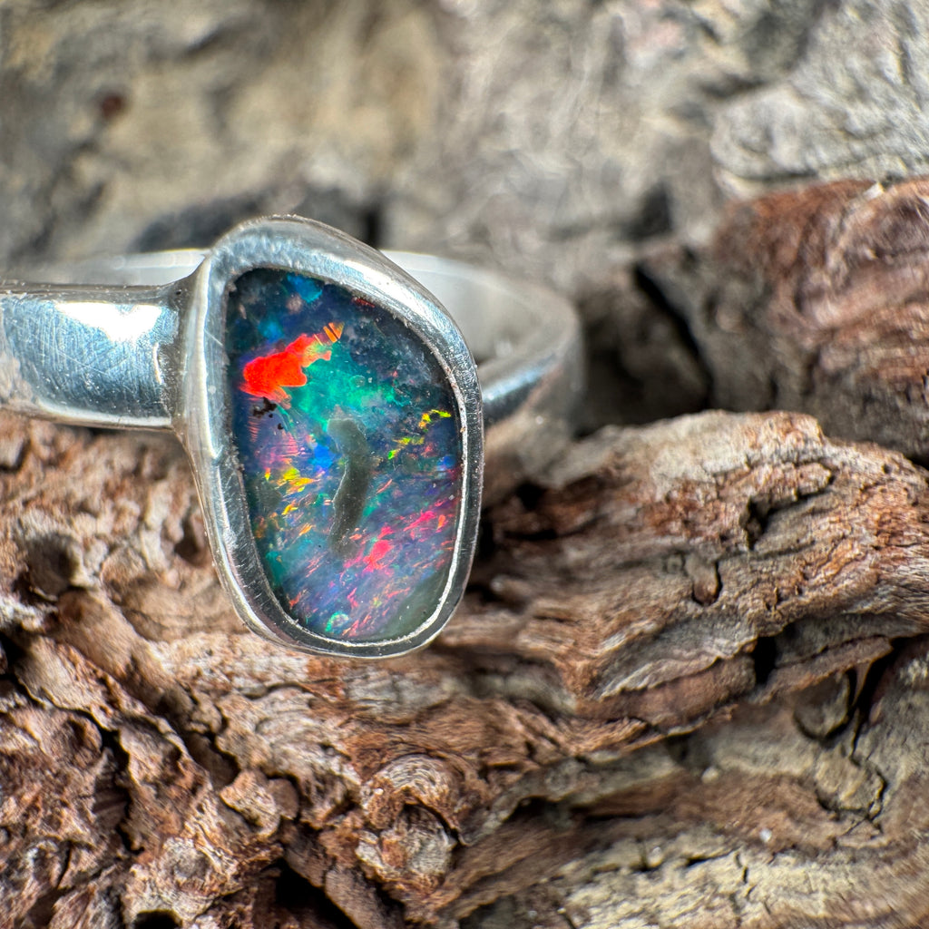 Crimson Tide Relic Australian Boulder Opal Ring