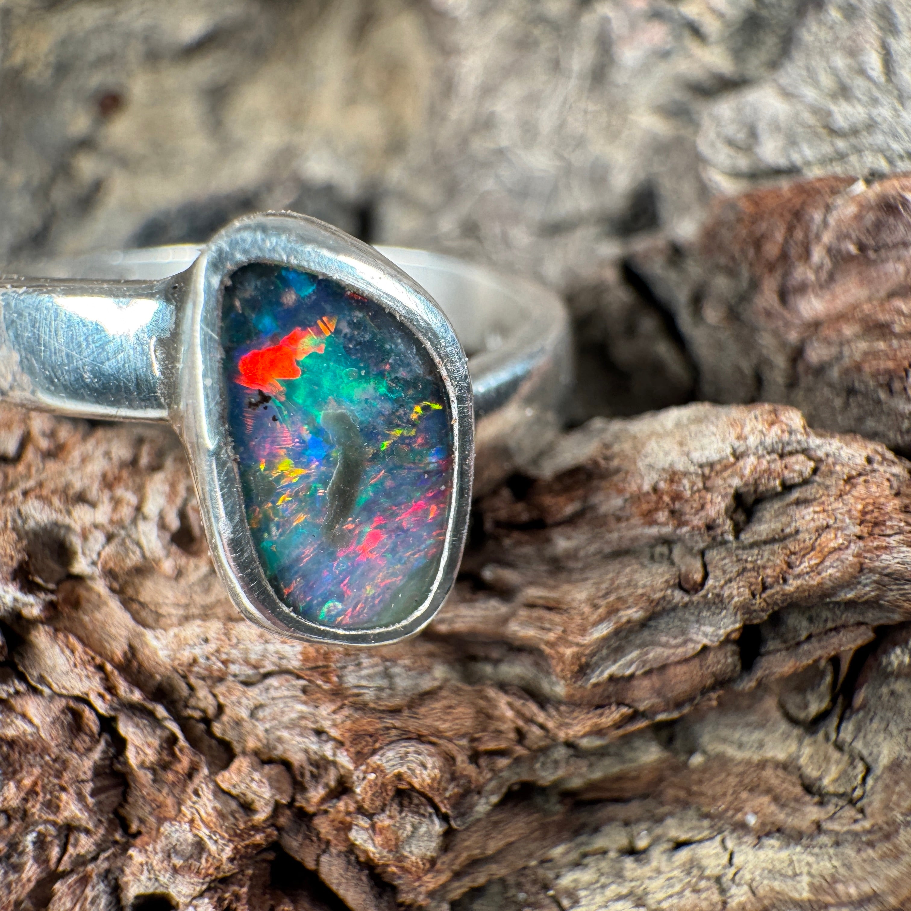 Crimson Tide Relic Australian Boulder Opal Ring