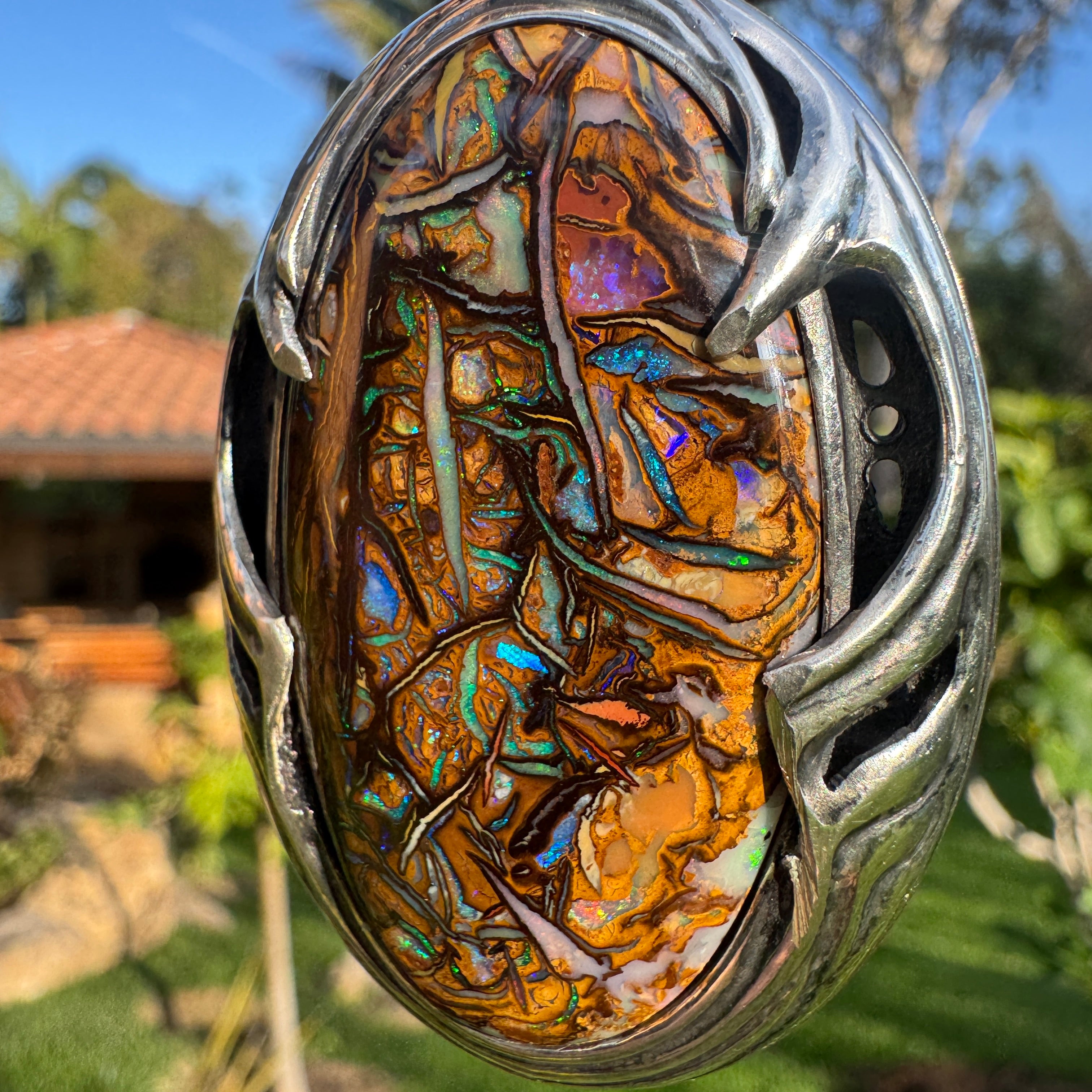 Tidal Rift Relic Australian Boulder Opal Pendant