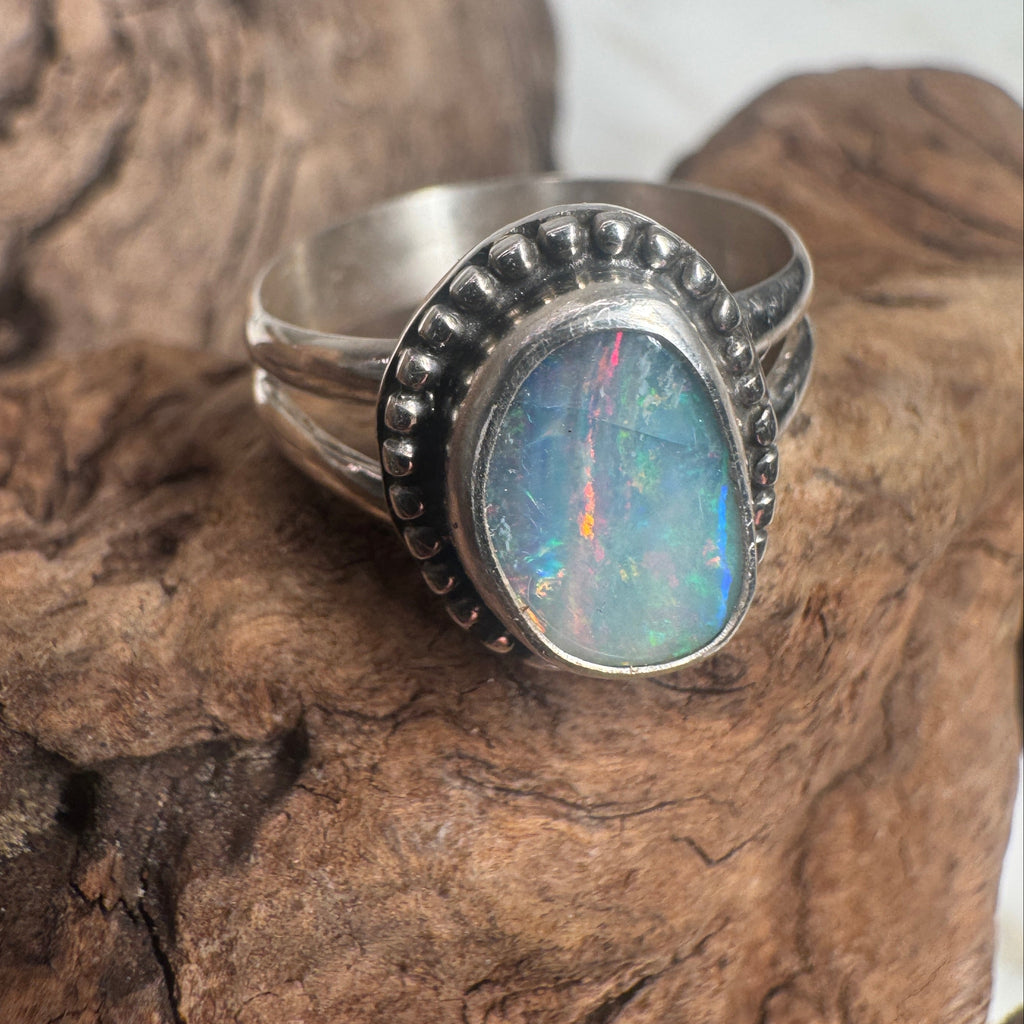 Ocean Fire Australian Boulder Opal Ring