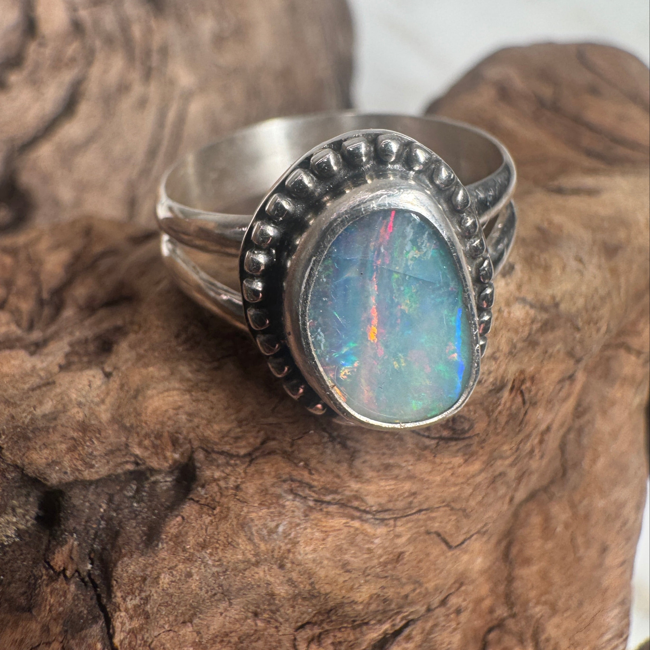 Ocean Fire Australian Boulder Opal Ring