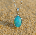 Stunning Blue Opal Pendant Necklace