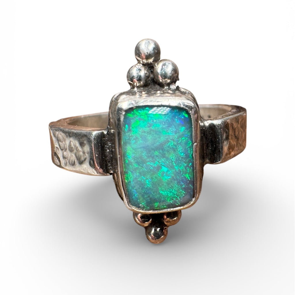 Emerald Tide Australian Boulder Opal Ring