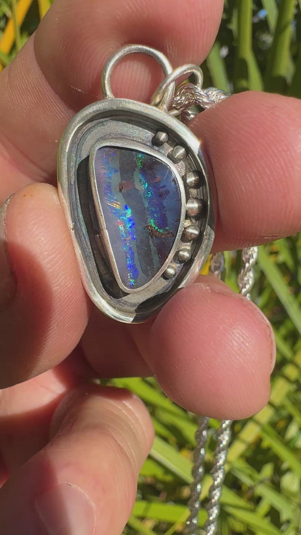 Ocean Fire Australian Boulder Opal Pendant
