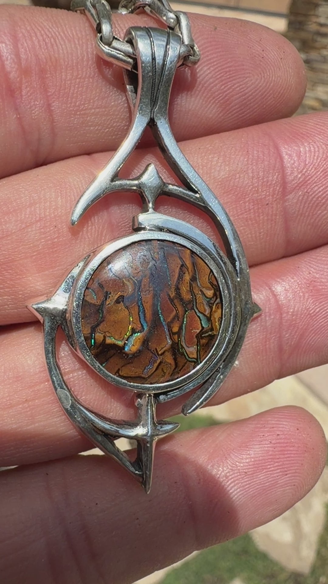 Wayfinder’s Compass Australian Boulder Opal Pendant