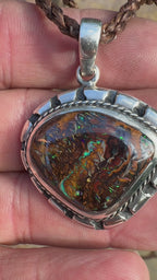 Sea Forge – Australian Boulder Opal Pendant in Sterling Silver