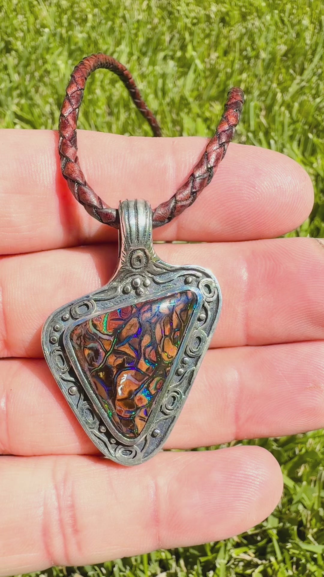Desert Waterhole Australian Boulder Opal Sterling Silver Pendant
