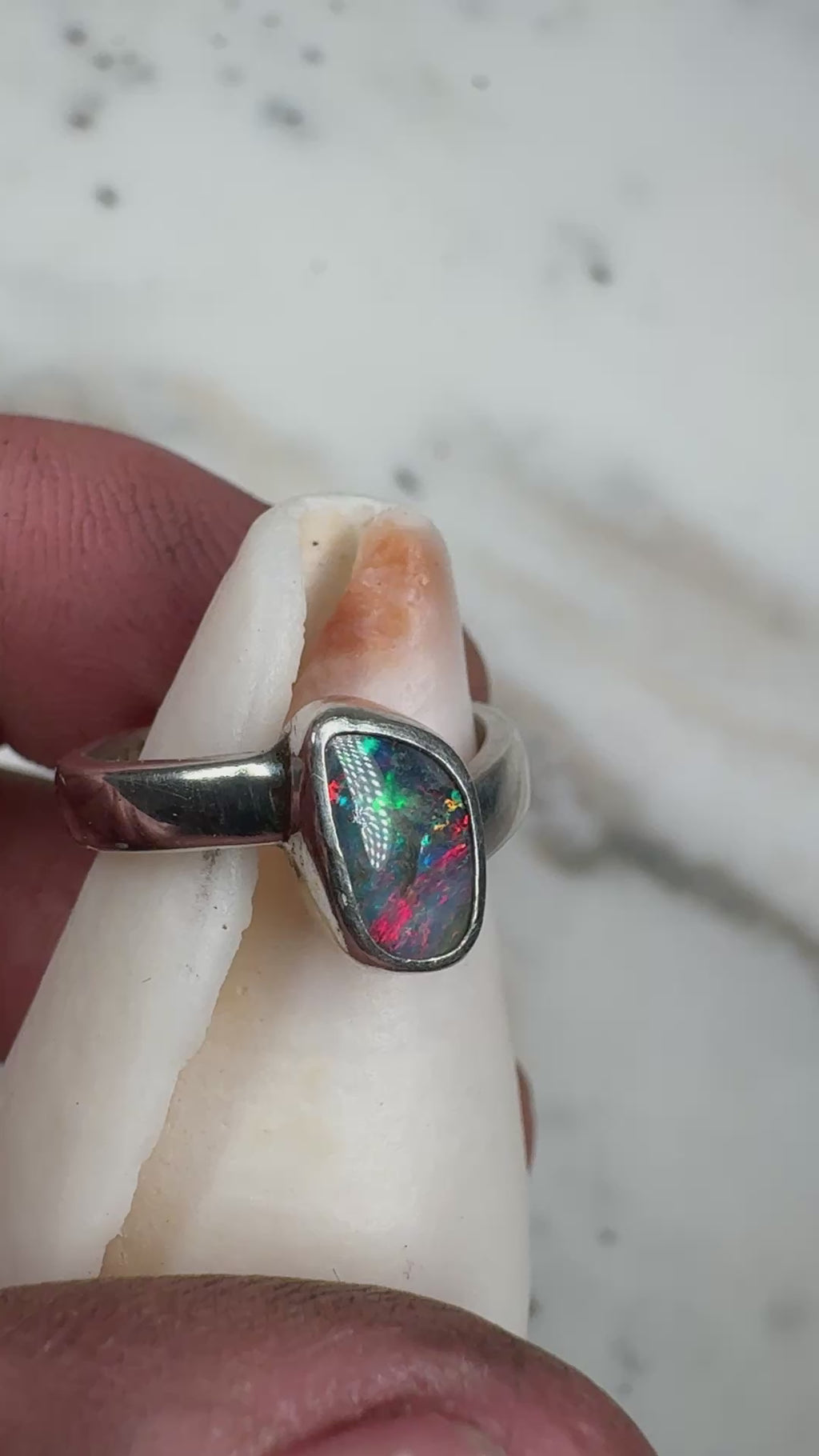 Crimson Tide Relic Australian Boulder Opal Ring