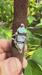 Tidal Totem — Three-Stone Opal Ring with Topaz