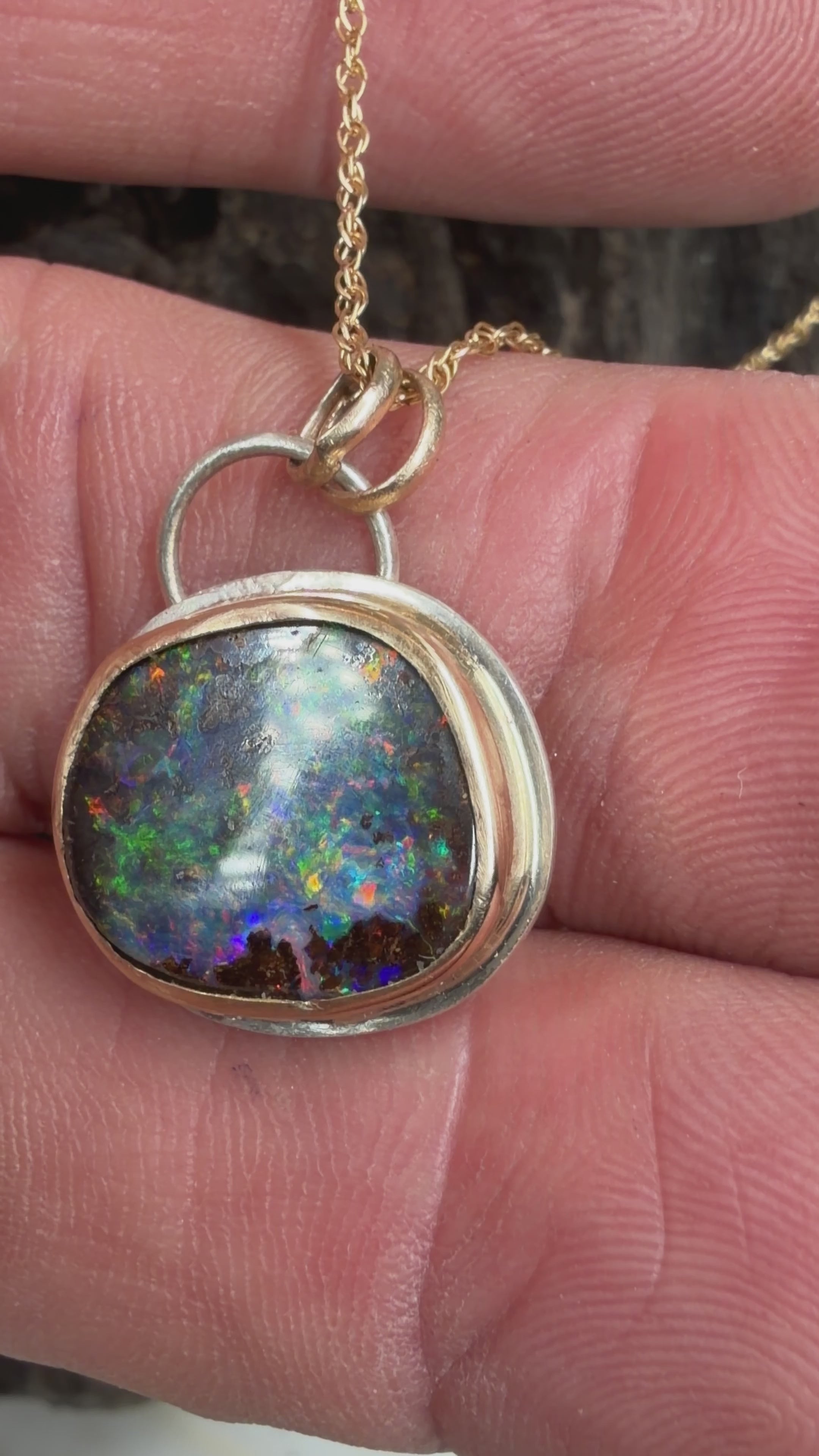 Ocean Inferno Relic Boulder Opal Pendant