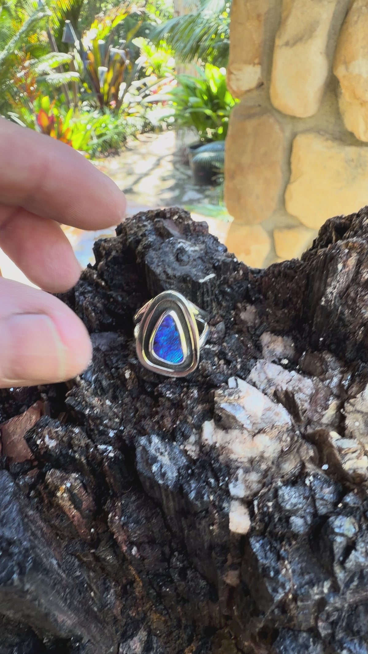 Cobalt Cove – Boulder Opal Shadowbox Ring