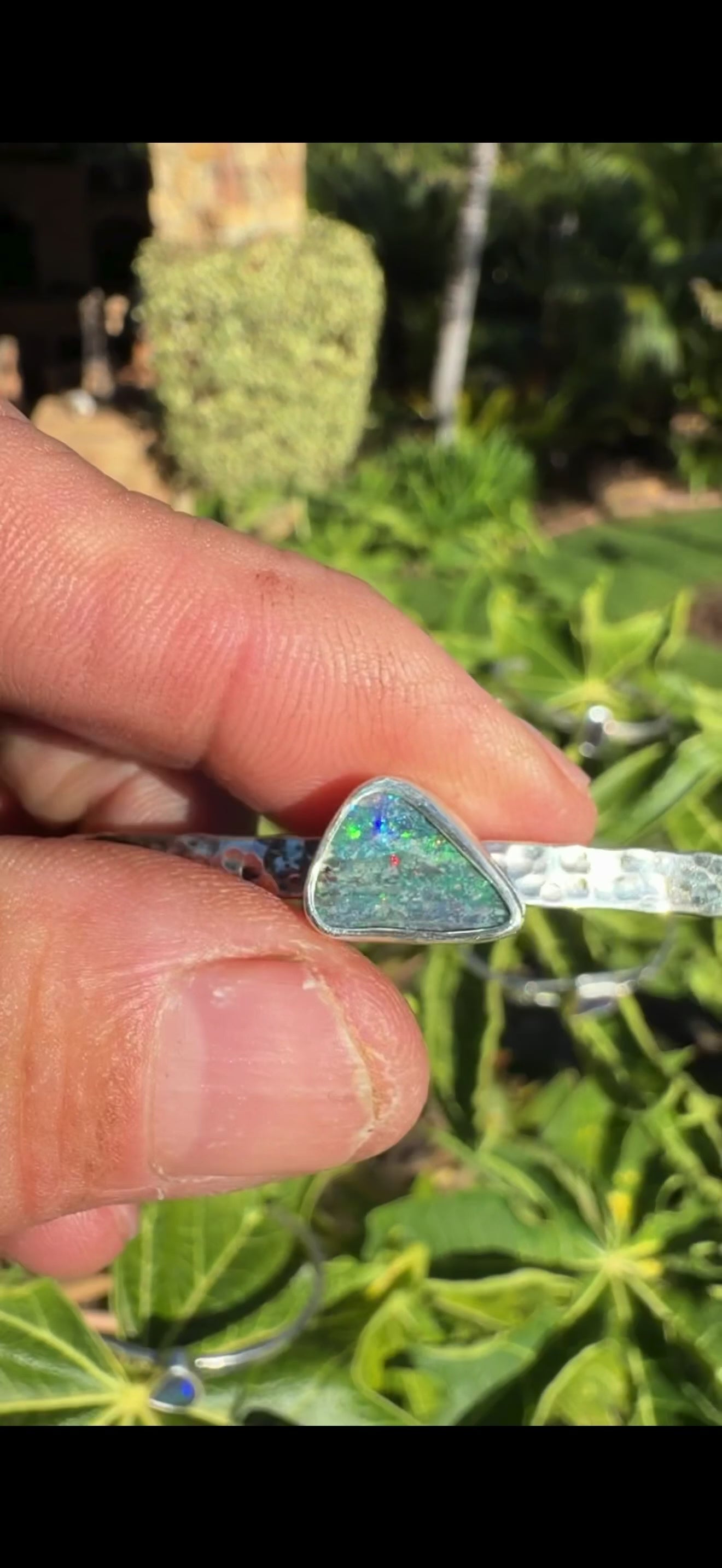 Ocean Fire Boulder Cuff – Boulder Opal Sterling Silver Bracelet