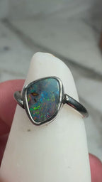 Ocean Inferno Australian Boulder Opal Ring
