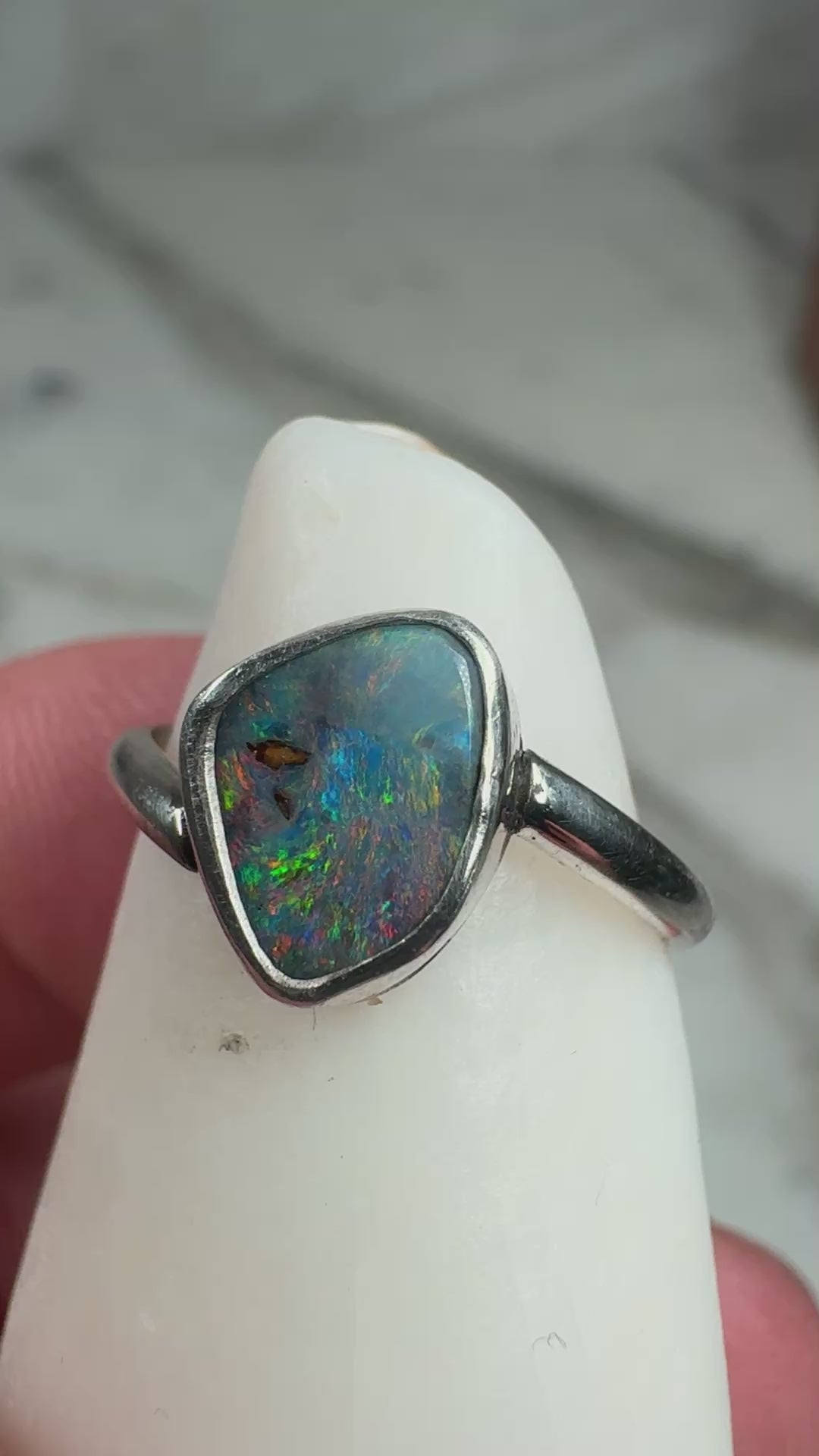 Ocean Inferno Australian Boulder Opal Ring
