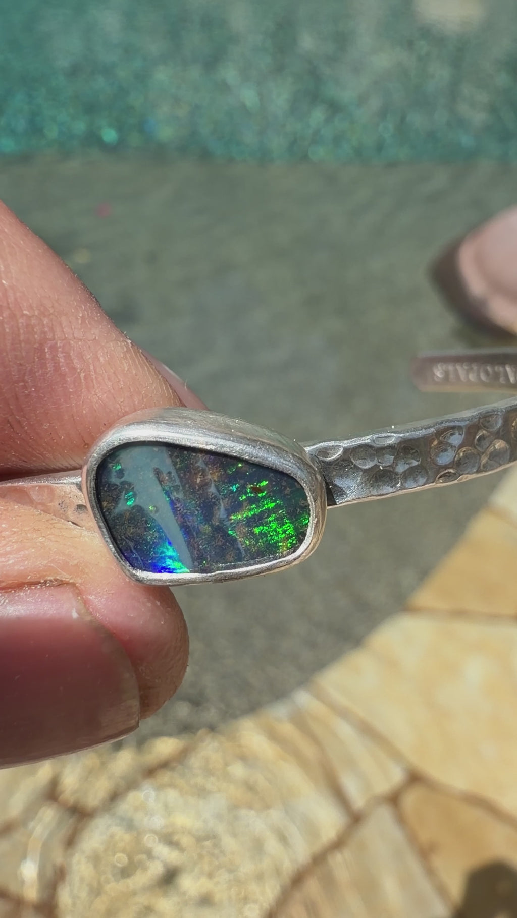 Aurora Fire Boulder Opal Cuff Bracelet