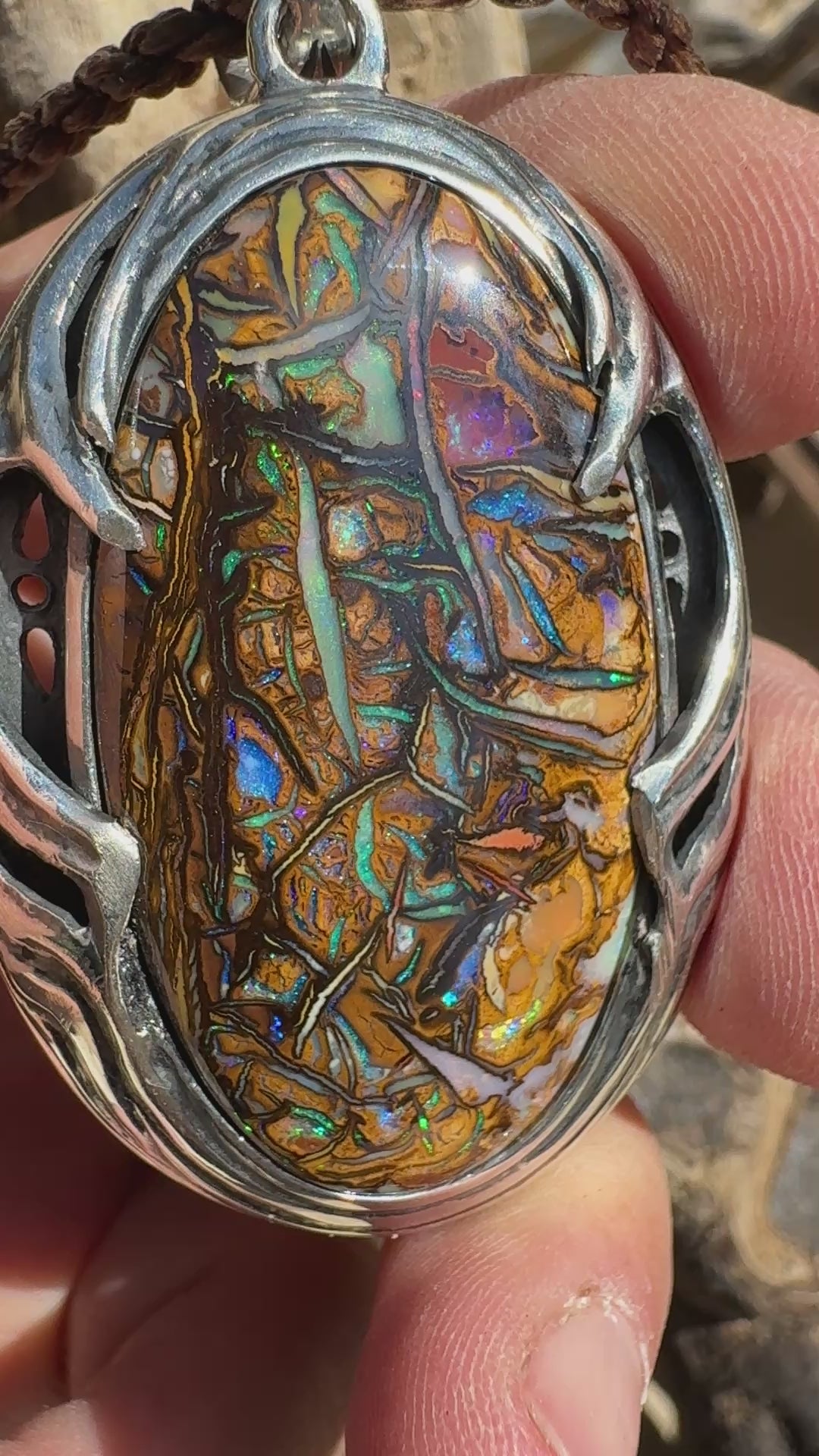 Tidal Rift Relic Australian Boulder Opal Pendant
