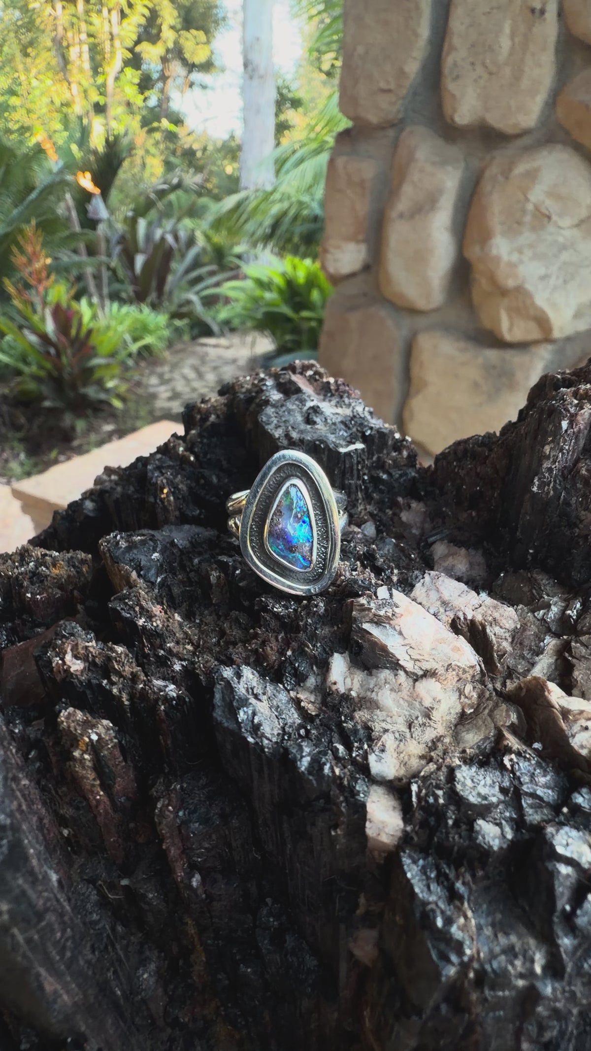Hidden Reef – Boulder Opal Shadowbox Ring