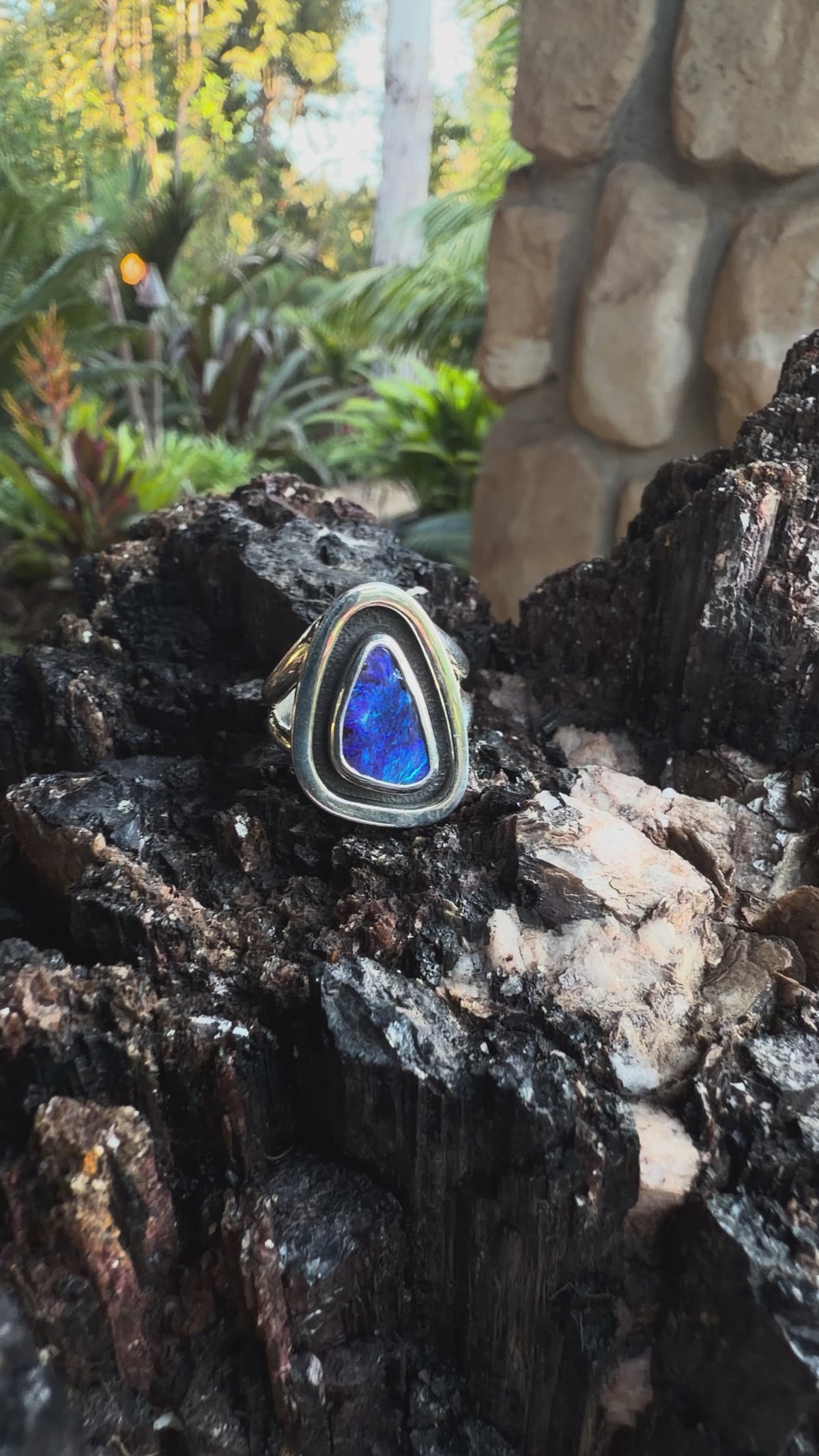 Cobalt Cove – Boulder Opal Shadowbox Ring