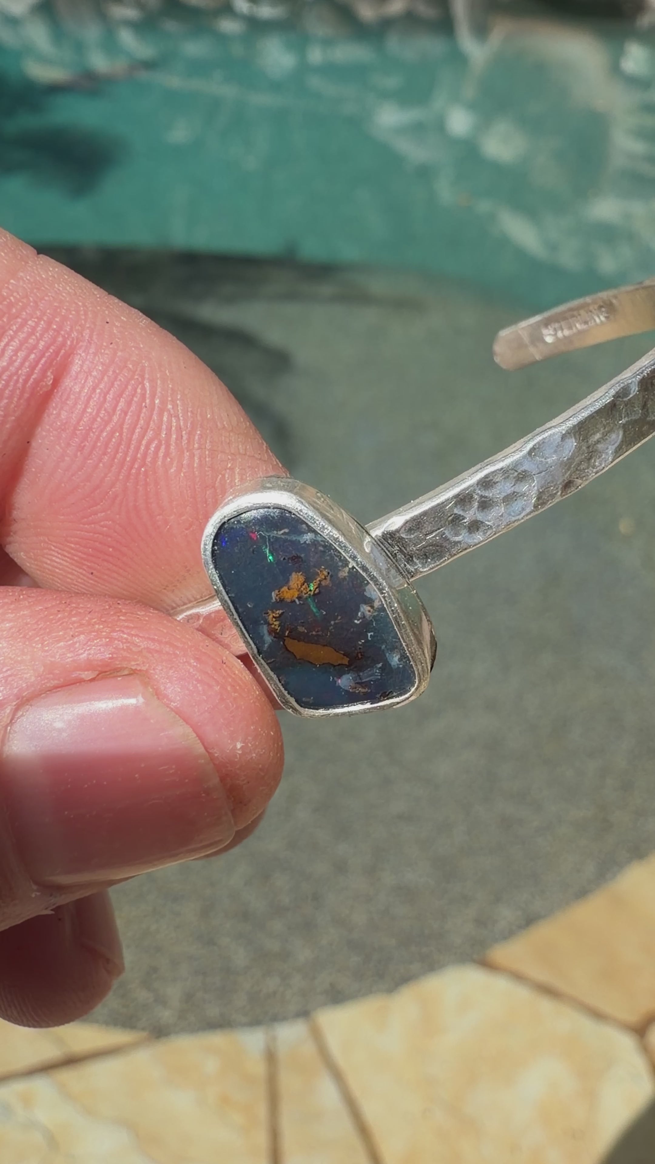 Neon Tide Boulder Opal Cuff Bracelet