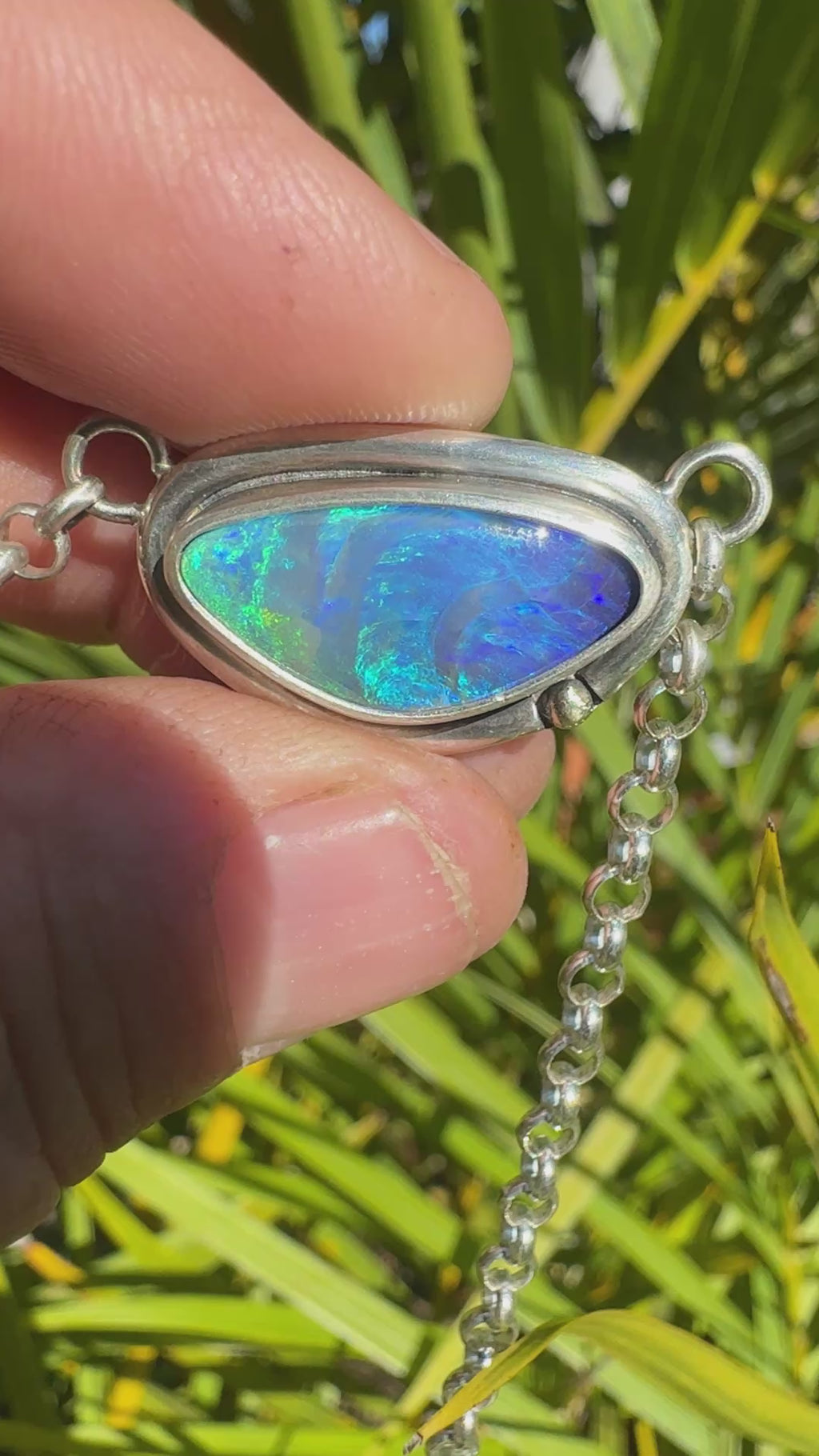 Ember Sea Waves Australian Boulder Opal Pendant