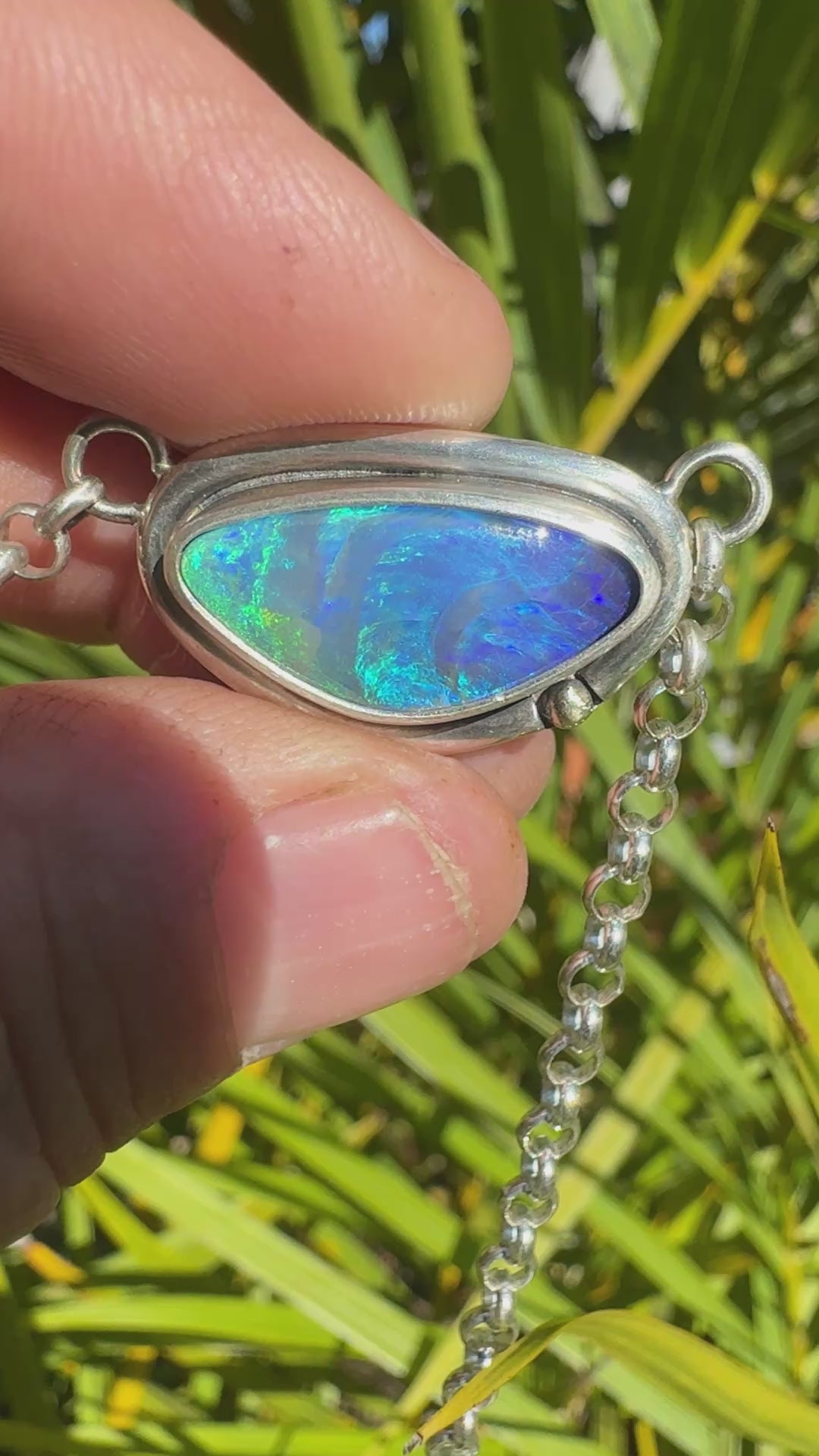 Ember Sea Waves Australian Boulder Opal Pendant