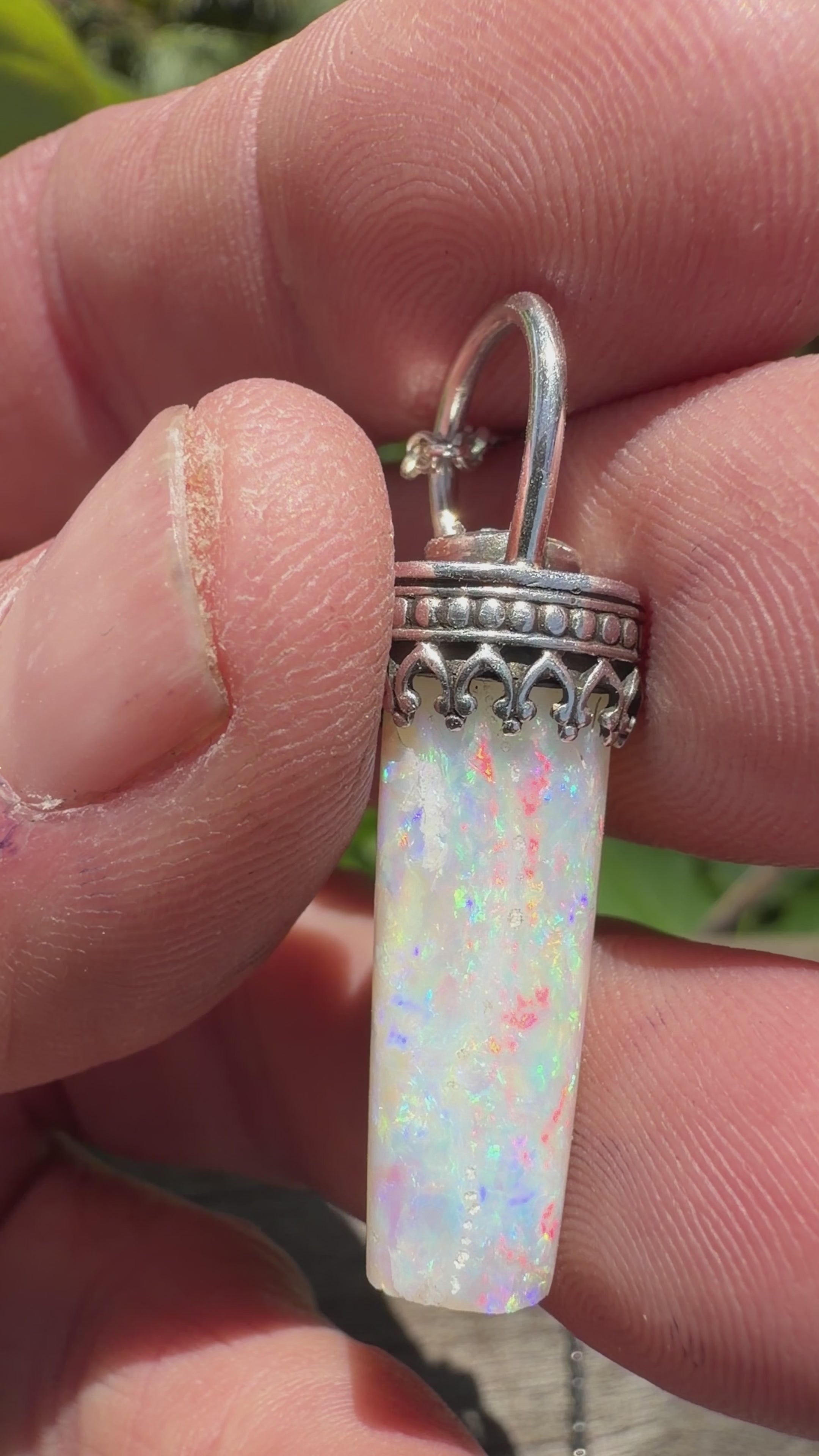 Eclipse Relic Belemnite Fossil with Lightning Ridge Opal Pendant
