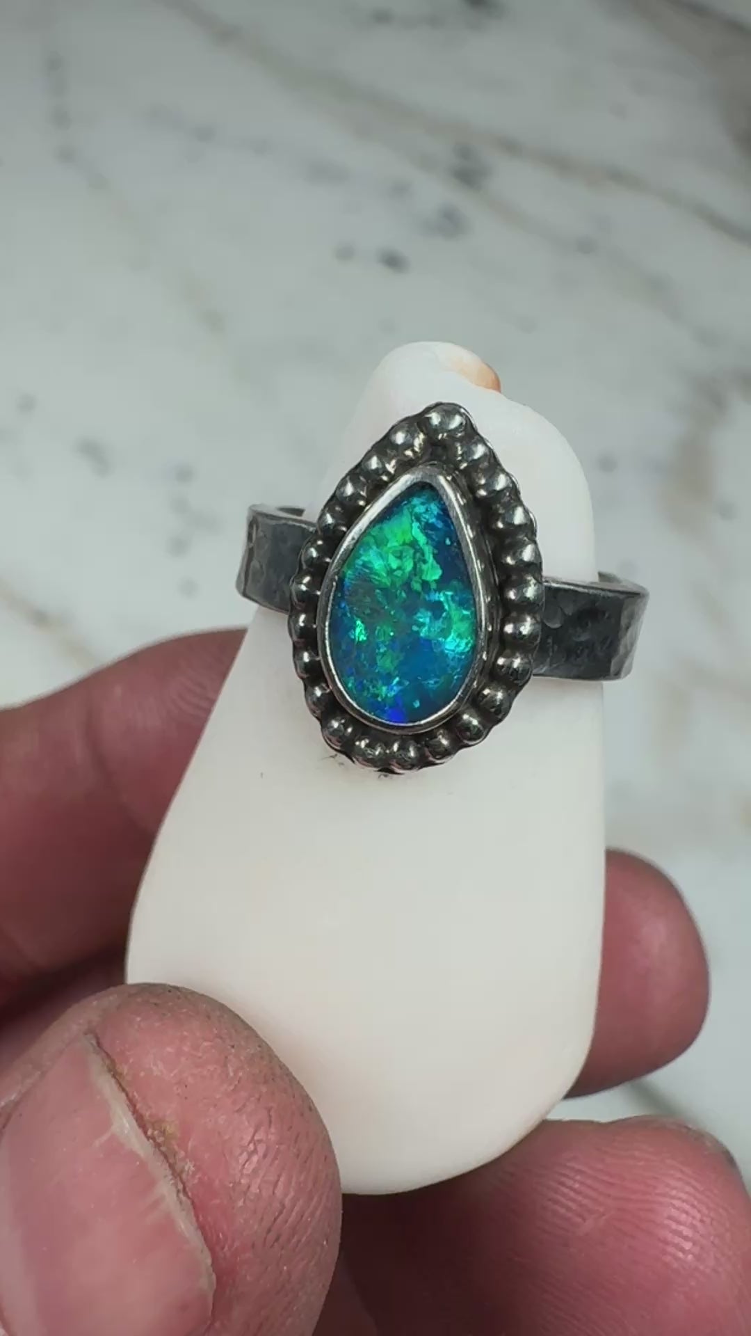 Verdant Tide Relic Australian Boulder Opal Ring