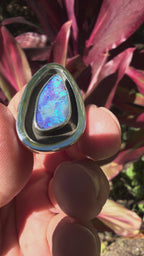 Lagoon Mirage – Boulder Opal Shadowbox Ring