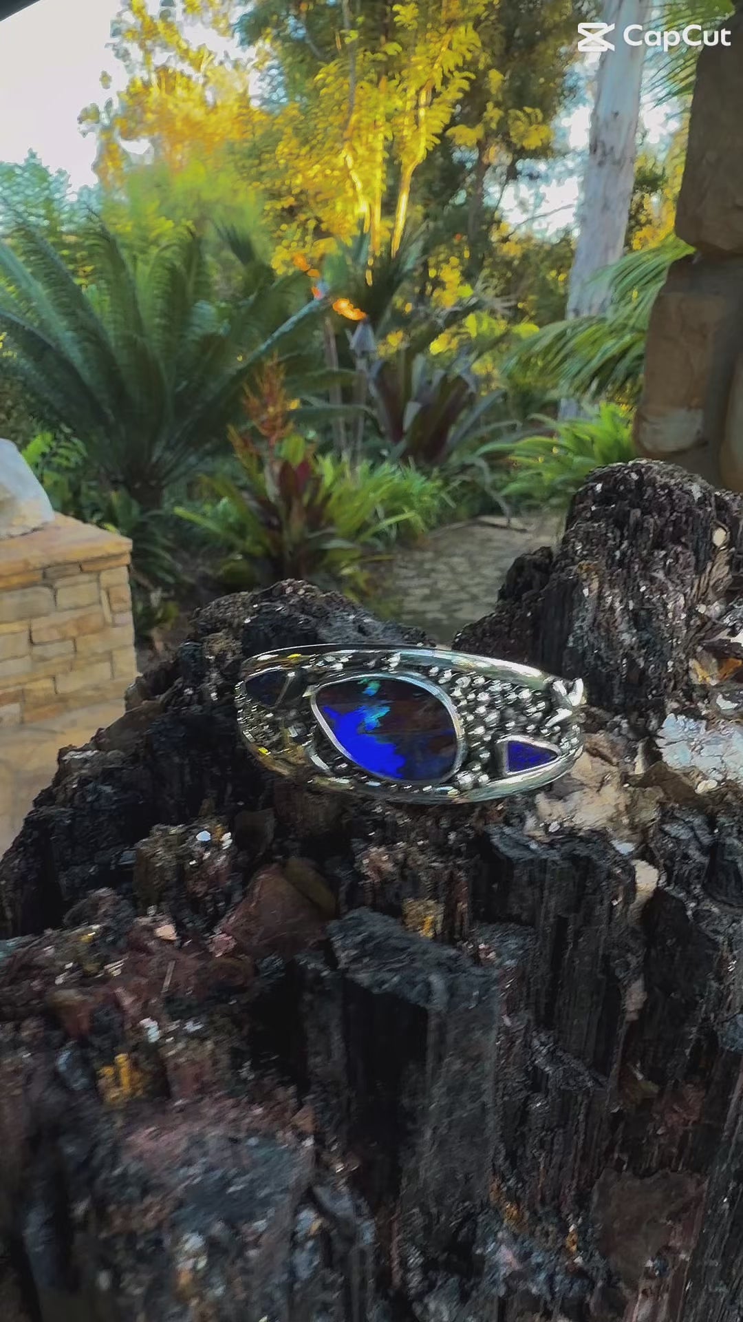 Midnight Ember | Boulder Opal Sterling Silver Cuff