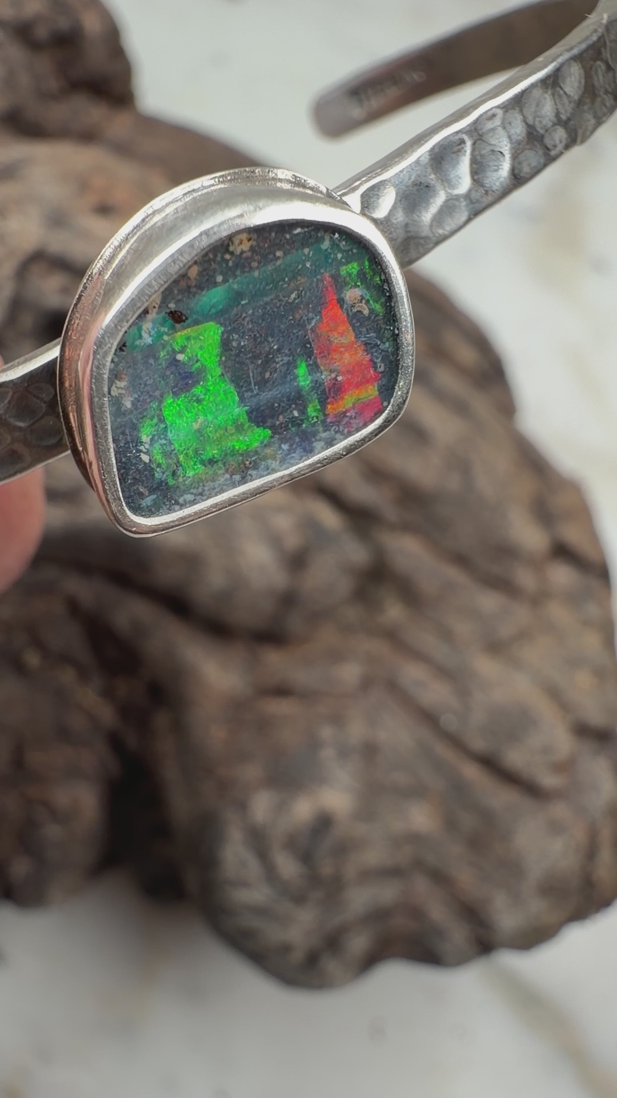 Riptide Australian Boulder Opal Cuff Bracelet