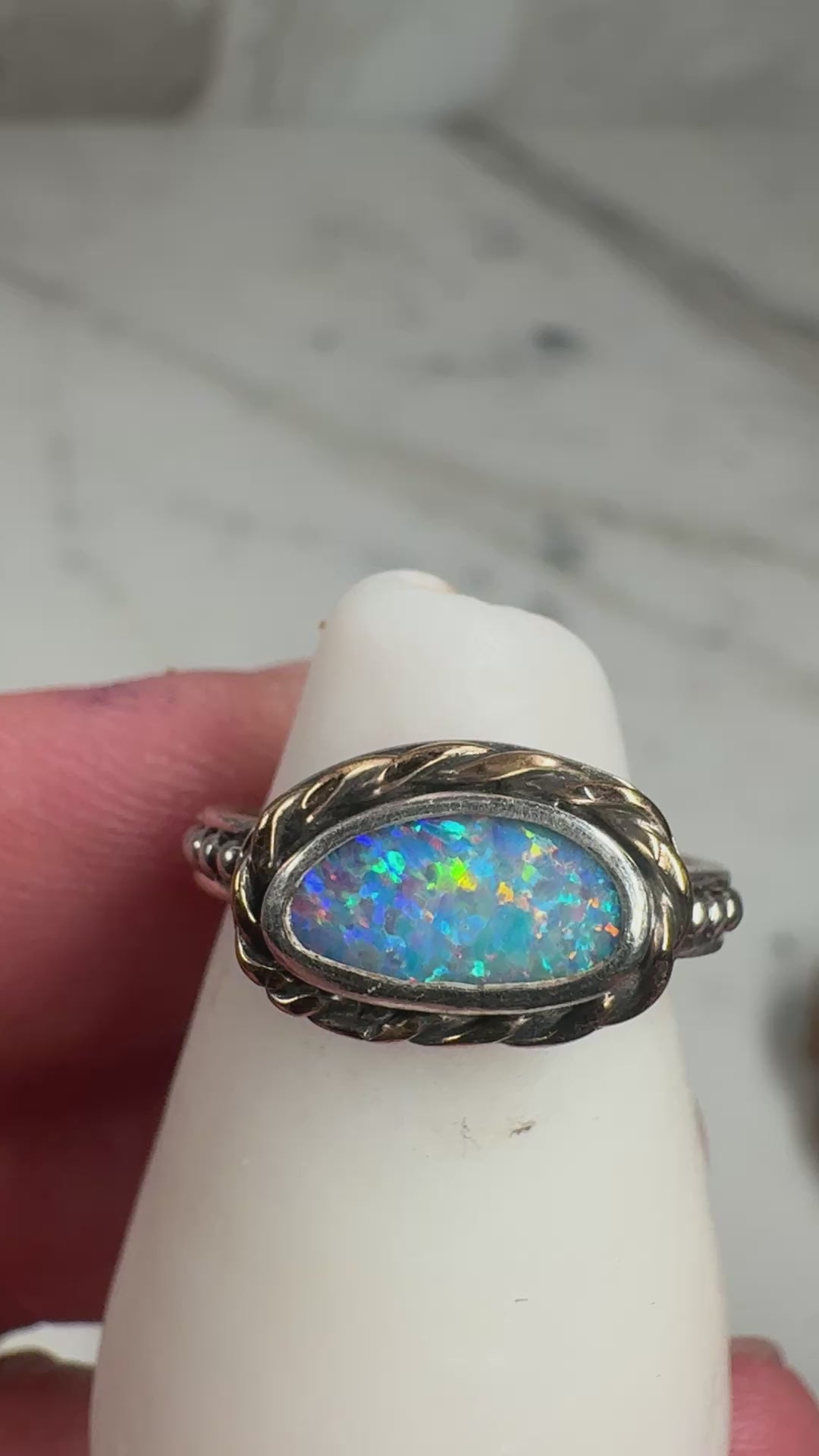 Relic of the Tides Fossil Shell Opal Ring