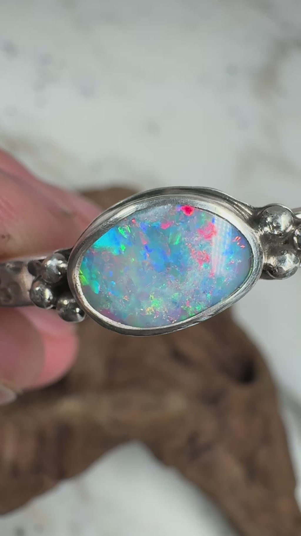 Coral Ember Opalized Shell Cuff