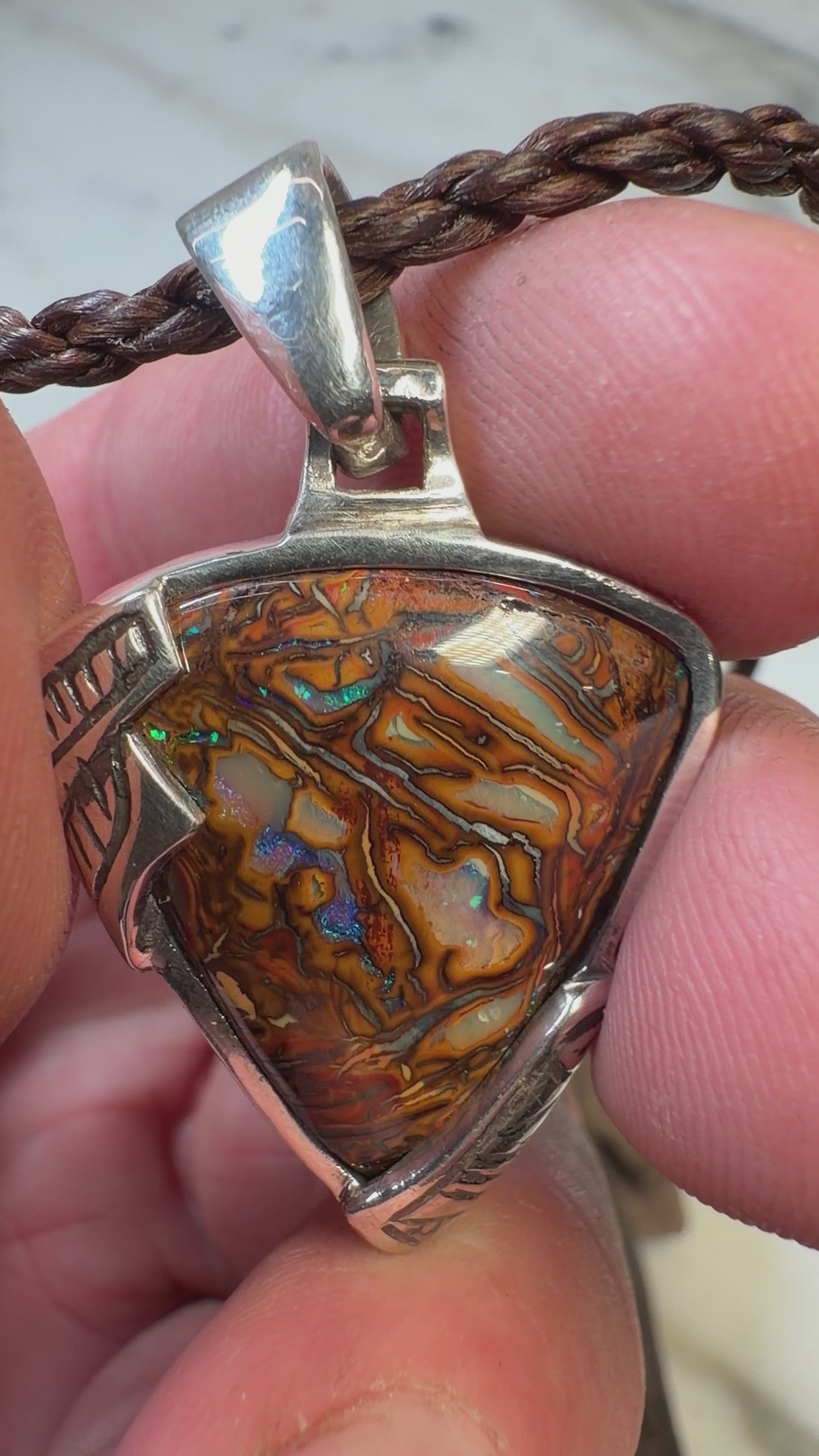 Tectonic Tide Relic Australian Boulder Opal Pendant